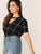 Plus Grid Keyhole Back Choker Neck Top