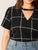 Plus Grid Keyhole Back Choker Neck Top