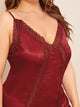Plus Contrast Lace Split Satin Night Dress