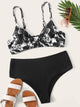 Plus Ink Drawing Top With High Waist Bikini