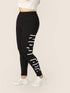 Plus Letter Print Leggings