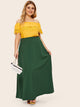 SHEIN Plus Solid Wide Waistband Maxi Skirt