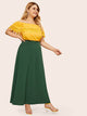 SHEIN Plus Solid Wide Waistband Maxi Skirt