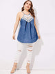 Plus Contrast Lace Denim Cami Top