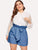 Plus Knot Paperbag Denim Shorts