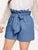 Plus Knot Paperbag Denim Shorts