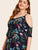 Plus Cold-Shoulder Tropical And Flamingo Print Dress