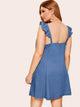 Plus Button Ruffle Denim Cami Dress
