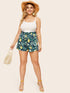 Plus Pineapple & Leaf Print Shorts