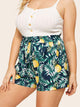 Plus Pineapple & Leaf Print Shorts