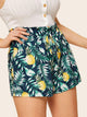 Plus Pineapple & Leaf Print Shorts