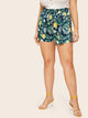 Plus Pineapple & Leaf Print Shorts