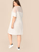 Plus Drop Shoulder Mesh Yoke Trim Tunic Dress