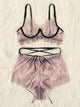 Plus Eyelash Lace Sheer Underwire Lingerie Set