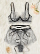 Plus Eyelash Lace Sheer Underwire Lingerie Set