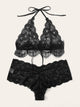 Plus Eyelash Floral Lace Lingerie Set