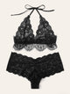 Plus Eyelash Floral Lace Lingerie Set