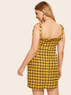 Plus Lettuce Frill Plaid Knot Cami Dress