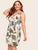 Plus Leaf Print Knot Cami Dress