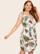 Plus Leaf Print Knot Cami Dress