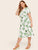 Plus Tropical Print Wrap Tie Side Dress