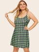 Plus Button Plaid Cami Dress