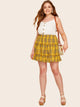 Plus Tiered Layer Plaid Skirt