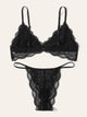 Plus Contrast Lace Scallop Trim Lingerie Set