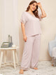 Plus Lace Trim Pajama Set