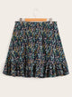 Plus Ditsy Floral Ruffle Hem Skirt