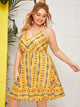 Plus Tribal Print Ruffle Hem Cami Dress