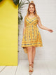 Plus Tribal Print Ruffle Hem Cami Dress