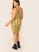  Plus Tartan Print Bodycon Cami Dress