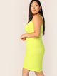 Plus Neon Yellow Rib-knit Bodycon Cami Dress