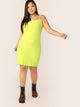 Plus Neon Yellow Rib-knit Bodycon Cami Dress