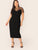 Plus Sheer Mesh Yoke Trim Pencil Dress