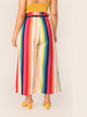 Plus Paperbag Waist Rainbow Stripe Belted Pants