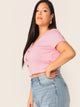  Plus Button Front Rib-knit Crop Top