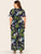 Plus Tie Front Tropical Print Jumpsuit