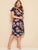 Plus Floral Print Butterfly Sleeve Peekaboo Dress