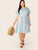  Plus Keyhole Back Roll Tab Sleeve Striped Dress