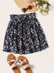 Plus Ditsy Floral Paperbag Waist Belted Skirt