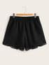 Plus Laser Cut Scallop Hem Shorts