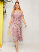 Plus Cold Shoulder Floral Print Tulip Hem Dress