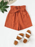 Plus Paperbag Waist Belted Shorts