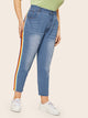 Plus Side Stripe Raw Hem Jeans