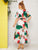 Plus Tropical & Floral Print Belted Split Thigh Dress