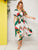 Plus Tropical & Floral Print Belted Split Thigh Dress