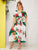 Plus Tropical & Floral Print Belted Split Thigh Dress