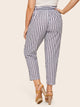 Plus Paperbag Waist Belted Stripe Pants